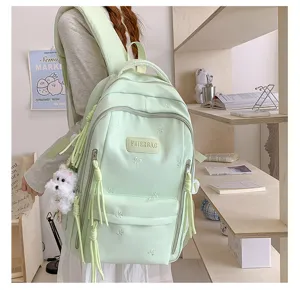 Joli sac à dos vert pastel grande capacité cartable pour filles voyage quotidien