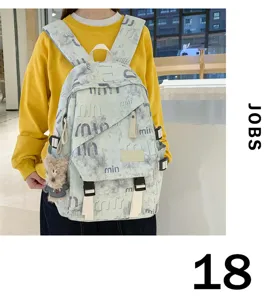 Stylish canvas backpack for college students, trendy street style travel computer bag.