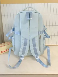 Sac à dos bleu pastel mignon pour filles collège école voyage décontracté sac de jour