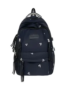 Sac à dos scolaire mignon imprimé de nœud grande capacité pour filles voyage casual.