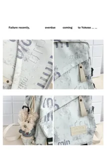 Stylish casual backpack with trendy print waterproof fabric and cute puppy pendant for daily use.