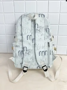 Trendy casual backpack for women, stylish letter print design, comfortable double shoulder straps.