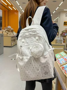 Zaino scolastico carino con motivo a stelle e piccola pochette rotonda per ragazze