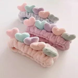 Fluffy plush heart headband cute makeup hair band soft spa washing face hair accessory