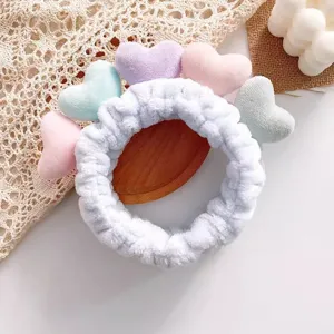 Plush heart headband cute makeup hair hoop fluffy kawaii facial washing hair accessories