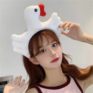 Adorable serre-tête cygne en peluche pour femme, bandeau large et doux pour le visage.