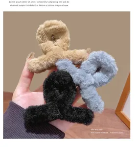 Jolie pince à cheveux en peluche hiver griffe duveteuse barrette pour femmes et filles