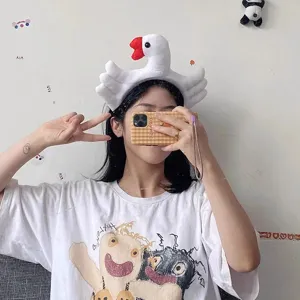 Joli bandeau en peluche cygne, serre-tête large et doux pour le lavage du visage et quotidien.