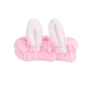 Cute Plush Bunny Ear Headband Soft Fluffy Spa Face Wash Makeup Hair Band For Girls