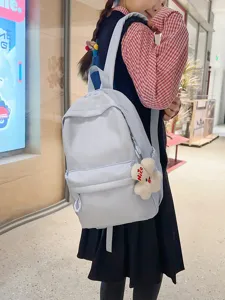 Japanese style large capacity casual backpack for students, light blue daily school bag.