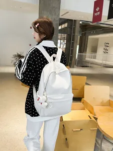 Minimalist large capacity white school backpack for students casual daily commuting use