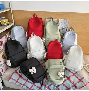 Japanese style casual large capacity backpack for students multi color simple book bag