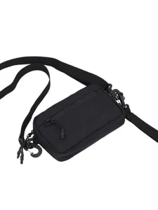 Black lightweight casual crossbody bag for men and women, stylish phone shoulder bag.