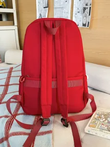 Simple large capacity red school backpack for girls and students, casual daily daypack.