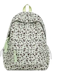 Light green leopard print backpack casual cute student school bag for daily travel and styling