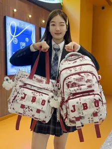 Grande Capacità Stile Cinese Zaino Scolastico Set Studente Borsa per Libri Casual Borsa per Libri Con Ciondolo Per Ragazze
