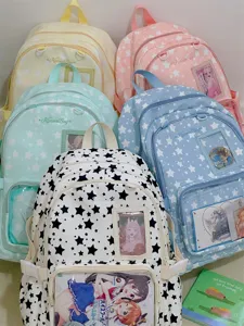 Sweet candy color star ita backpack with clear window for cute pins and daily student use.