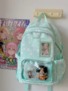 Details of the light green star ita bag featuring clear window and cute aesthetic design.