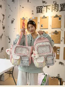 2026 New School Student Color-Matching Two-Piece Backpack And Tote Set Cute Aesthetic Bag
