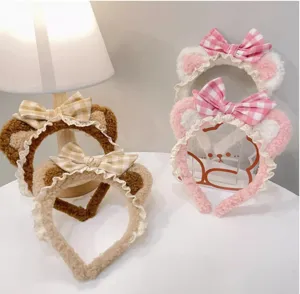 Cute plush bow headband sweet Lolita hair hoop Japanese cute hair accessory for women girls