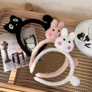 Schattige lams wol pluche dieren haarband make-up haarhoop schattige kat en konijnen oren.