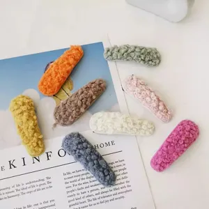Plush lamb wool hair clip cute fuzzy side hairpin fluffy autumn winter hair accessories for women