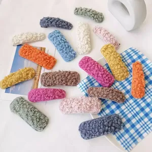Autumn winter plush hair clips cute lamb wool side clips colorful fluffy hair accessories for wear.