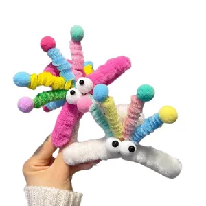 Plush monster hair claw clip cute fuzzy chenille stem shark clip for women and girls