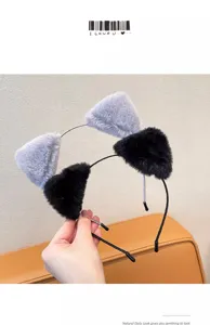 Serre-tête oreilles de chat en peluche mignon duveteux accessoires de cheveux automne