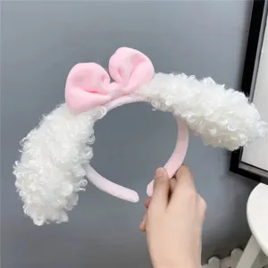 Pluche Schaap Haarband Schattige Dierenoren Haarcirkel Zacht Pluizig Gezicht Wassen Hoofddeksel Cartoon Haaraccessoires Voor Vrouwen