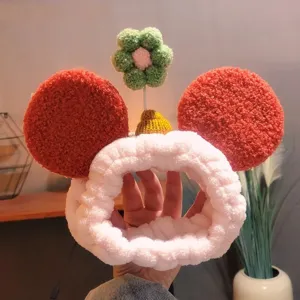 Cute Cartoon Animal Ears Plush Makeup Headband Soft Coral Fleece Facial Wash Hair Band Sweet Hair Accessories For Women