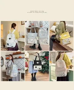 Set di zaini scolastici a pois con borsa a tracolla coordinata per uso quotidiano e scuola.