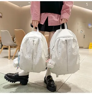 White star backpack for women sweet school bag cute casual daypack trendy daily use