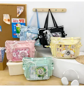 Japanese sweet cute bow Ita bag clear window tote anime crossbody bag for girls