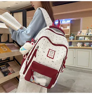 Korean style sweet ita bag with clear window and large capacity double shoulder backpack for daily use