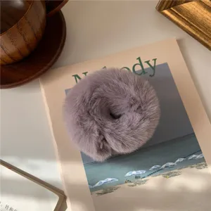 Pluizige faux fur slap armband haarring voor vrouwen herfst winter paardenstaart knot accessoire