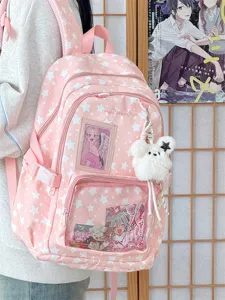 Pink Star Ita Bag Transparent Sweet Japanese Style School Backpack Daily Casual Cute