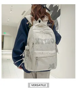 Detailed view of casual star patterned backpack in a stylish indoor setting, perfect everyday bag.