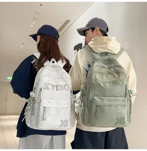 Casual large capacity star print school backpack for students, stylish daily commuter bag.