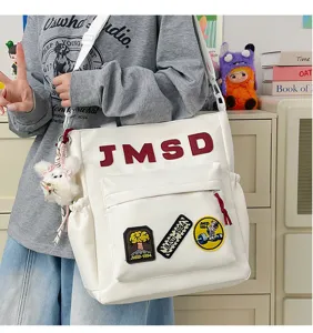 Korean style ins large capacity canvas shoulder bag fashion versatile casual student tote bag.
