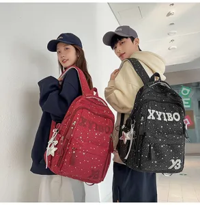 Stylish star print student backpack large capacity casual school bag for teenagers