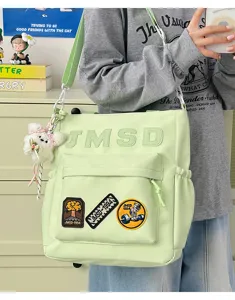 Korean style canvas tote bag, large capacity fashion casual shoulder bag for students.