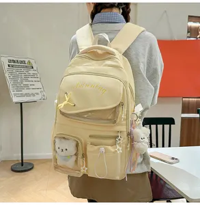 Zaino da studente in stile giapponese casual con finestra trasparente e grande capacità.