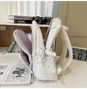 White star pattern backpack student school bag large capacity casual daypack daily use