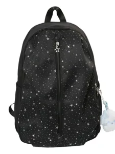 Korean style cute star print black backpack sweet campus travel casual shoulder bag for women