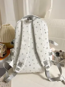 Korean style ins star print school backpack for students, sweet daily casual book bag.