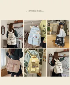 Korean style student backpack multi-pocket school bag cute travel daypack for teens