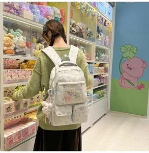 Japanese style cute star ita bag backpack for school students lightweight casual daypack white