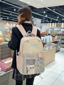 Ins Dopamine Transparent Ita Backpack Student Color Block Casual School Bag With Or Without Pendant Nylon Bookbag