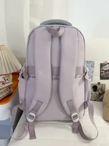 Lavender casual backpack for school daily use, cute student bookbag with comfortable straps.